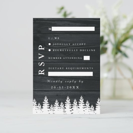 Cartons Réponse Pins de Bois Rustique Automne Automne Hiver Mariag (Debout devant)