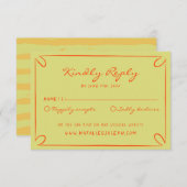 Cartons Réponse Pinstripes Écrits À La Main Mariage Italien Whimsi (Devant / Derrière)