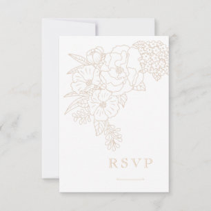Cartons Réponse Pivoines de mariage romantiques délicates ivoire b