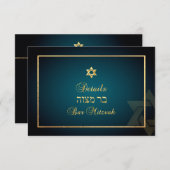 Cartons Réponse PixDezines Bar Mitzvah Détails info turquoise+or (Devant / Derrière)