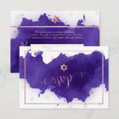 Cartons Réponse PixDezines Bat mitzvah RSVP, ✡ d'aquarelle violett (Devant / Derrière)