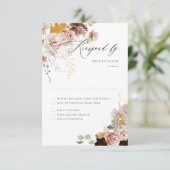 Cartons Réponse PixDezines Boho Fleurs d'automne Blush Bourgogne R (Debout devant)