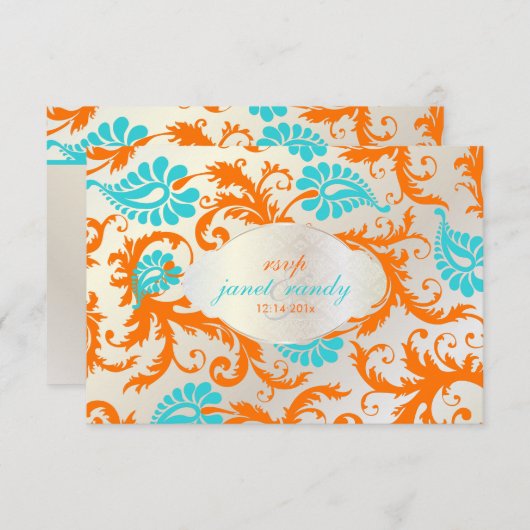 Cartons Réponse PixDezines damas pavo/corail+bleu (Devant / Derrière)