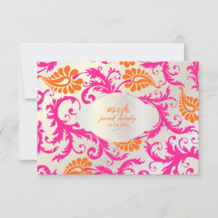 Cartons Réponse PixDezines damas pavo/tangerine+rose