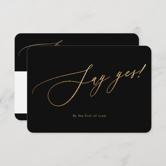 Cartons Réponse PixDezines Dites Oui Faux Gold Luxe Calligraphie (Devant / Derrière)