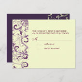 Cartons Réponse PixDezines GRAND RSVP, arrière - plan PLUM SWIRLSD (Devant / Derrière)