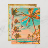 Cartons Réponse PixDezines Grande Plage Hawaiienne Vintage RSVP/Tu (Devant / Derrière)