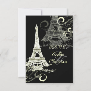 Cartons Réponse PixDezines LARGE RSVP/LA TOUR EIFFEL/CREAM SWIRLS