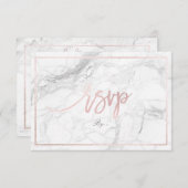 Cartons Réponse PixDezines Marbre RSVP/Rose (Devant / Derrière)