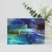 Cartons Réponse PixDezines MERCI Bar Mitzvah Iridescente Aqua (Debout devant)