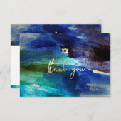 Cartons Réponse PixDezines MERCI Bar Mitzvah Iridescente Aqua (Devant / Derrière)