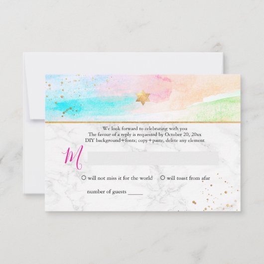 Cartons Réponse PixDezines Mitzvah ✡ Abstrait H2 Pastel Wave (Dos)