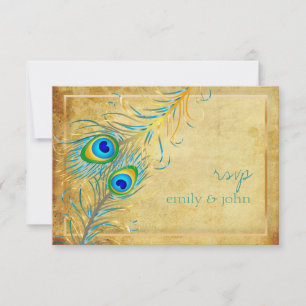 Cartons Réponse PixDezines, paon turquoise vintage