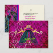 Cartons Réponse PixDezines plumes de paon psychédélique/rose chaud (Devant / Derrière)