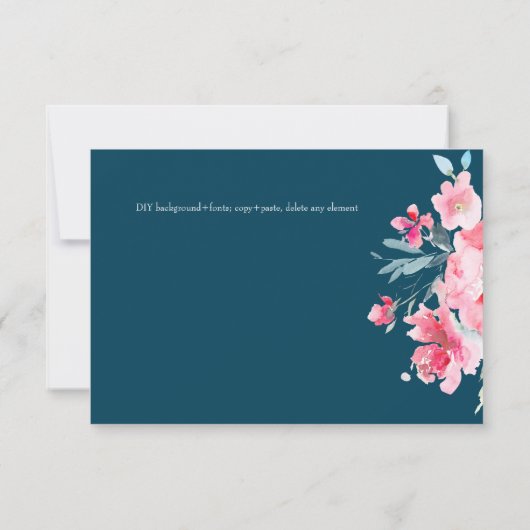 Cartons Réponse PixDezines Réception Aquarelle Fleurs Mitzvah ✡ (Dos)