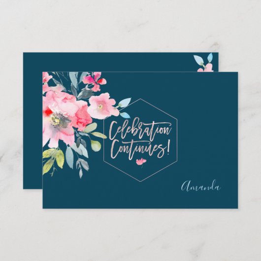 Cartons Réponse PixDezines Réception Aquarelle Fleurs Mitzvah ✡ (Devant / Derrière)