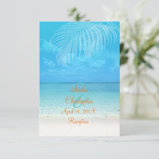 Cartons Réponse PixDezines réception/rsvp plage tropicale (Debout devant)