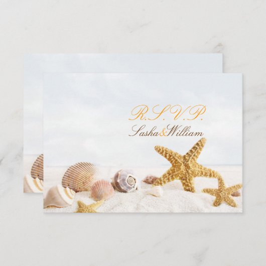 Cartons Réponse PixDezines RSVP, DANSER STARFISH/SEASHELL (Devant / Derrière)