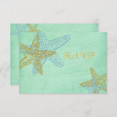 Cartons Réponse PixDezines rsvp, étoile de mer, vert menthe (Devant / Derrière)
