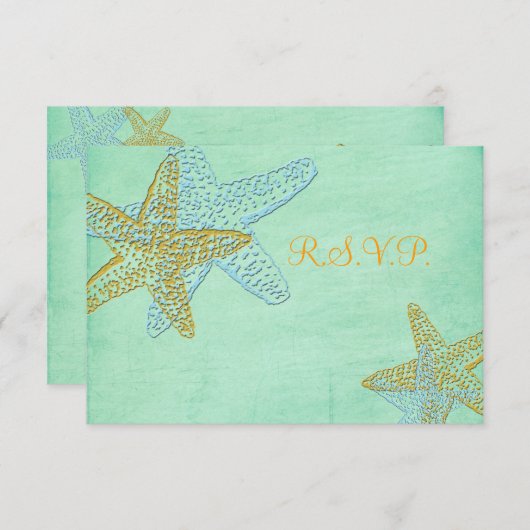 Cartons Réponse PixDezines rsvp, étoile de mer, vert menthe (Devant / Derrière)