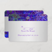 Cartons Réponse PixDezines rsvp/mod stars/Mitzvah/violet/argent (Devant / Derrière)