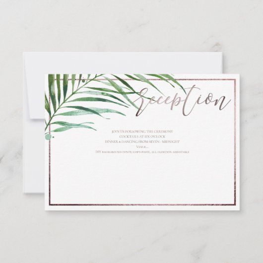 Cartons Réponse PixDezines Verdure Palm Fronds RÉCEPTION (Dos)