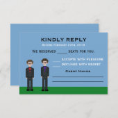 Cartons Réponse Pixel Gamer Groom & Groom Mariage 8 bits (Devant / Derrière)