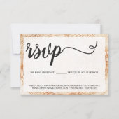 Cartons Réponse Places réservés de mariage de grain de bois rustiq (Devant)