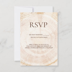Cartons Réponse Places réservés mariage rondelles de bois rustique