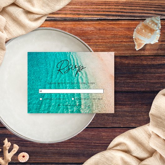 Cartons Réponse Plage d'été de l'océan marin Destination Mariage