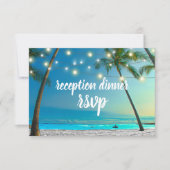 Cartons Réponse Plage Mariage Lumières Palms Réception Dîner (Devant)