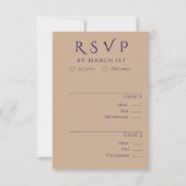 Cartons Réponse Plage Mariage RSVP-Repas options (Dos)