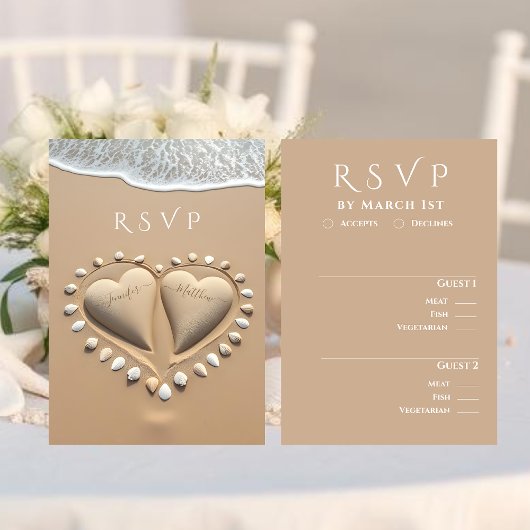 Cartons Réponse Plage Mariage RSVP-Repas options