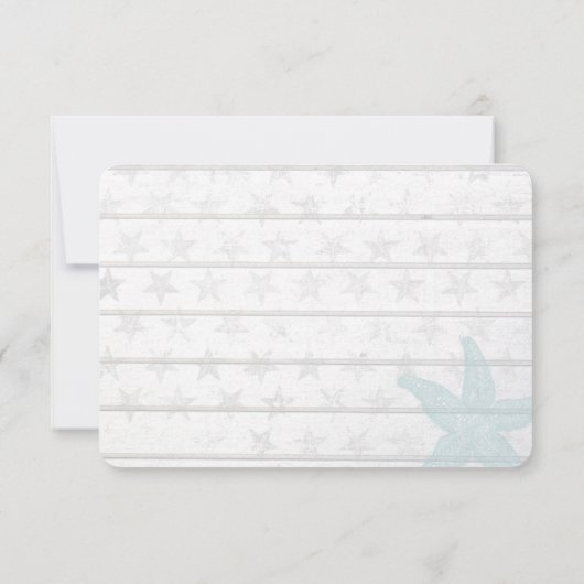 Cartons Réponse Plage nautique en bois bleu rustique | Mariage RSV (Dos)