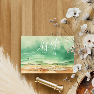 Cartons Réponse Plage océanique Soleil d'été Aquarelle Élégant RSV