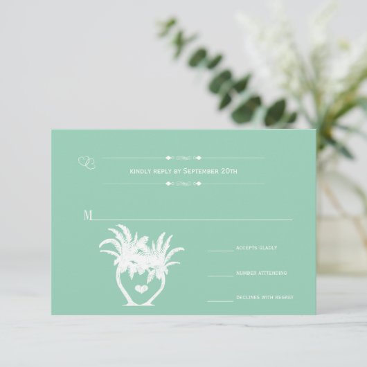 Cartons Réponse Plage Palmier vert Destination Chalboard (Debout devant)