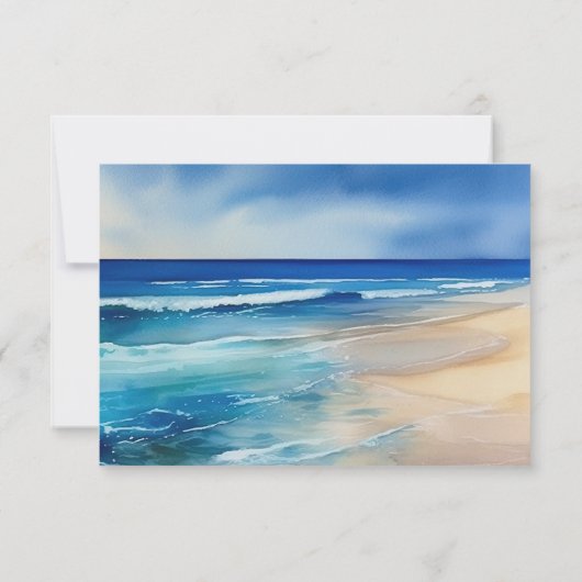 Cartons Réponse Plage tendance Watercolor Ocean Mariage (Dos)