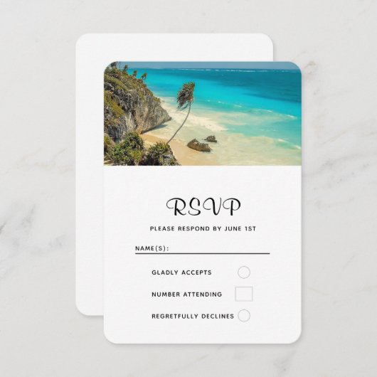 Cartons Réponse Plage tropicale avec Mariage de palmiers balayés p (Devant / Derrière)