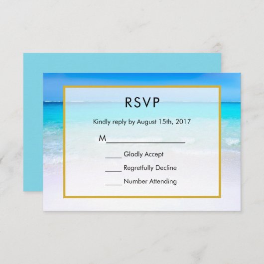 Cartons Réponse Plage tropicale avec un mariage maritime turquoise (Devant / Derrière)