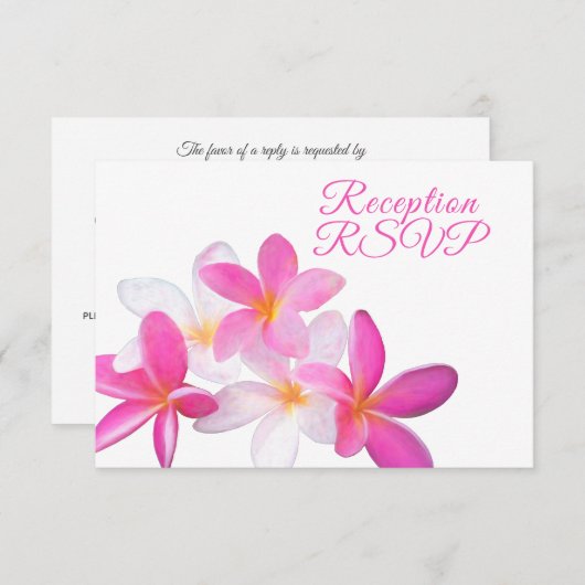 Cartons Réponse Plage tropicale Plumeria rose Réception florale RS (Devant / Derrière)