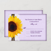 Cartons Réponse Plat de tournesol violet Mariage campagnard rustiq (Devant / Derrière)