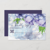 Cartons Réponse Plat violet anémoné Mariage choix de repas (Devant / Derrière)