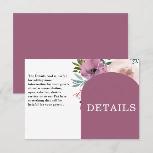 Cartons Réponse Plum Arch Floral Détails du Mariage