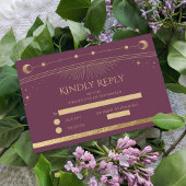 Cartons Réponse Plum céleste or soleil lune étoiles Mariage