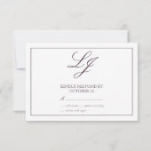 Cartons Réponse Plum classique Calligraphie violette Monogramme Pa (Dos)