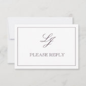 Cartons Réponse Plum classique violet calligraphie Monogramme Mari (Devant)