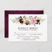 Cartons Réponse Plum violet rose pâle Mariage végétal (Devant / Derrière)