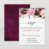 Cartons Réponse Plum violet rose pâle Mariage végétal (Devant / Derrière)