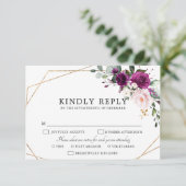 Cartons Réponse Plum violet Roses roses rose pâle Mariage géométri (Debout devant)