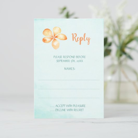 Cartons Réponse Plumeria jaune Mariage floral tropical (Debout devant)